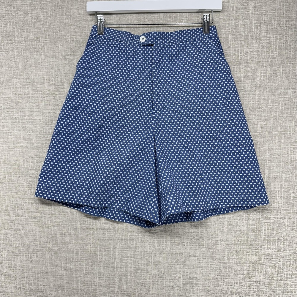 Vintage Ms. Lee Shorts Womens 8 Blue Floral Twill Chino Elastic Waist Pockets